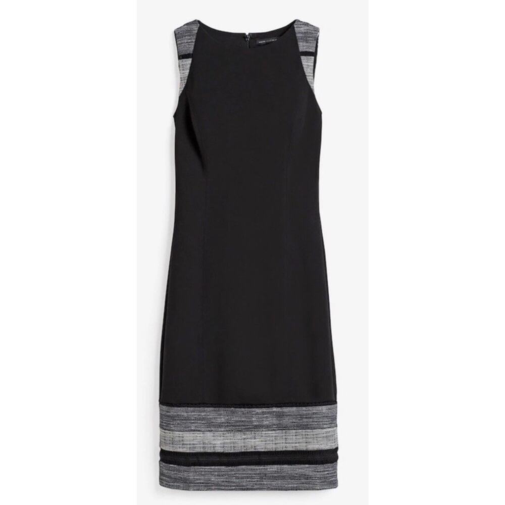 WHBM BLACK TWEED BORDER DRESS SLEEVELESS SHEATH SIZE 4 NWT - Picture 12 of 16